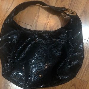Michael Kors black snake skin hobo purse